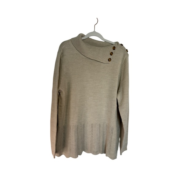 Olive &Vine wide button collar pull over sweater tan size XL Fall neutral - Picture 1 of 9